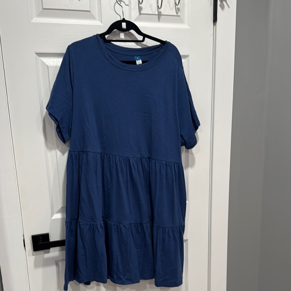 Casual Blue Tiered Dress